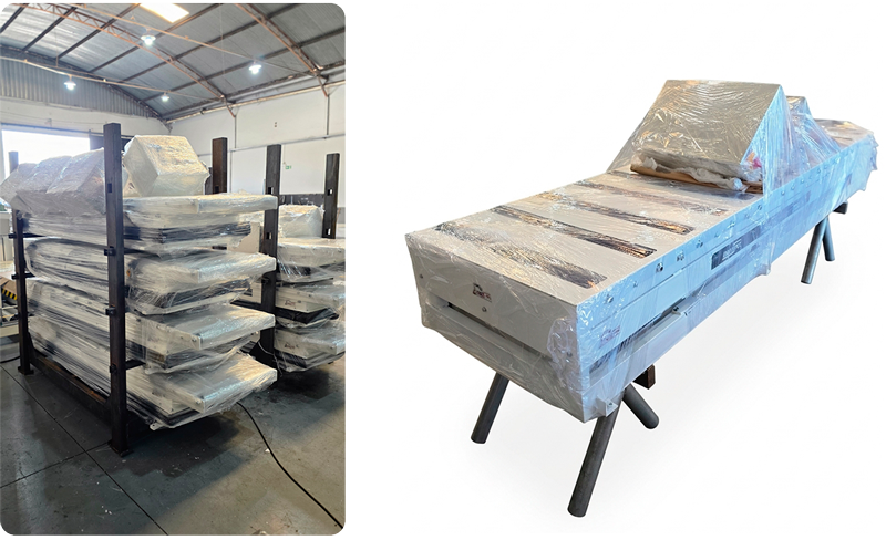 Mesa elevadora fija completa para exportación.